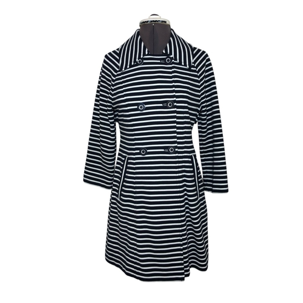 Cabi‎ Knit Maritime Navy Stripe Double Breasted Versatile Trench Jacket XS